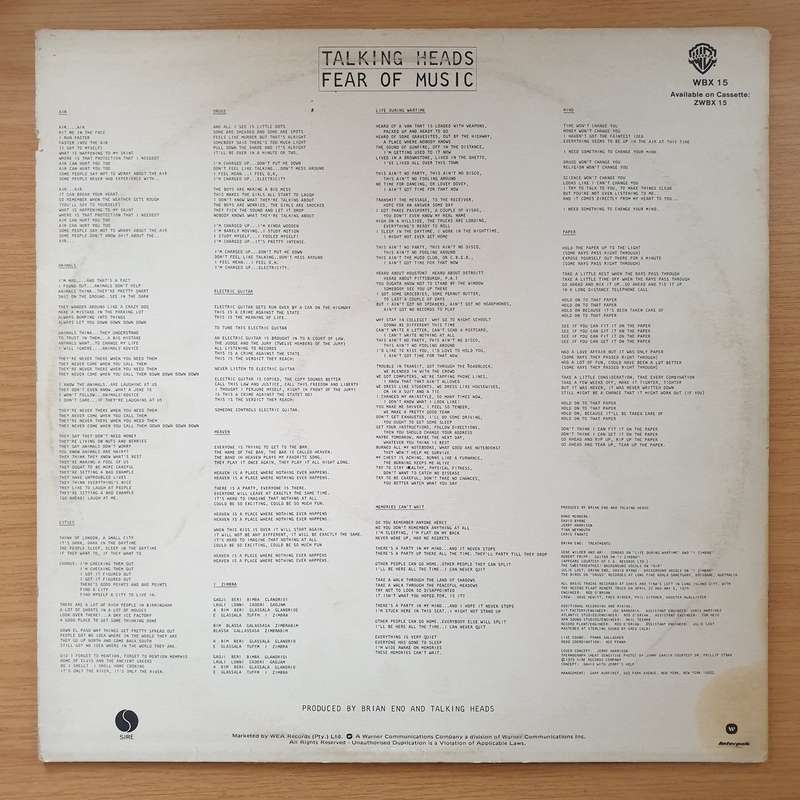 Talking Heads  Fear Of Music - Vinyl LP Record - Very-Good+ Quality (VG+) (verygoodplus)