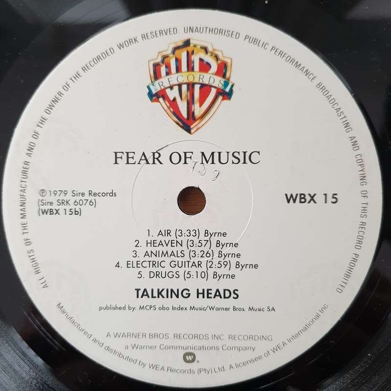 Talking Heads  Fear Of Music - Vinyl LP Record - Very-Good+ Quality (VG+) (verygoodplus)
