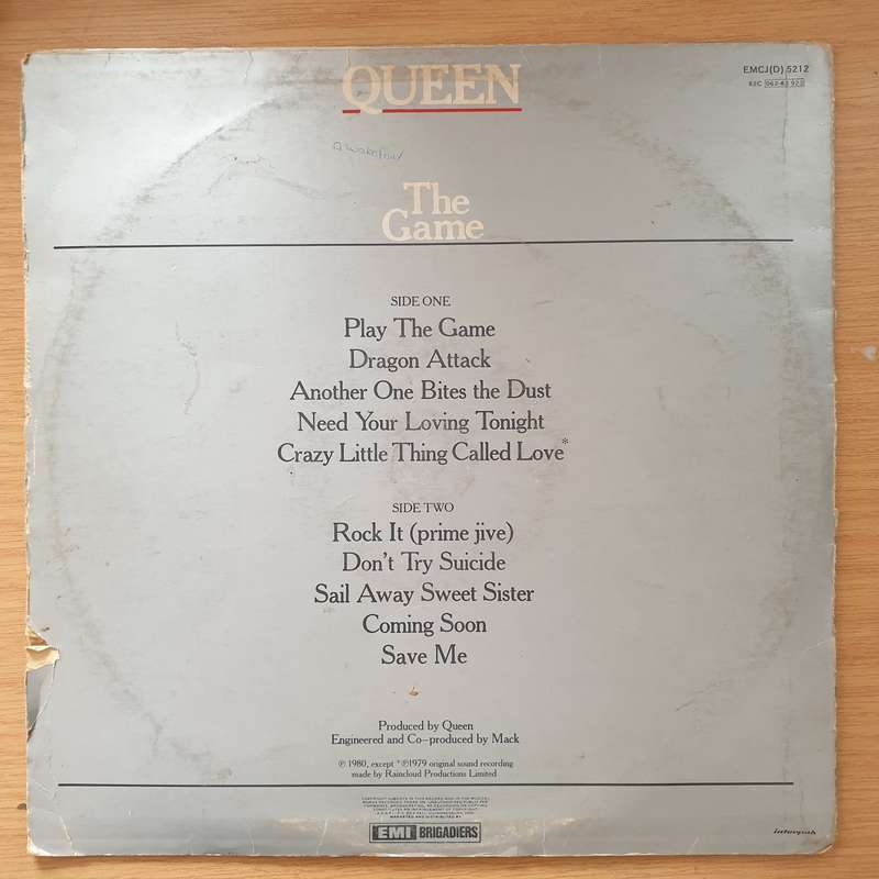 Queen  The Game-  Vinyl LP Record - Opened  - Very-Good- Quality (VG-)