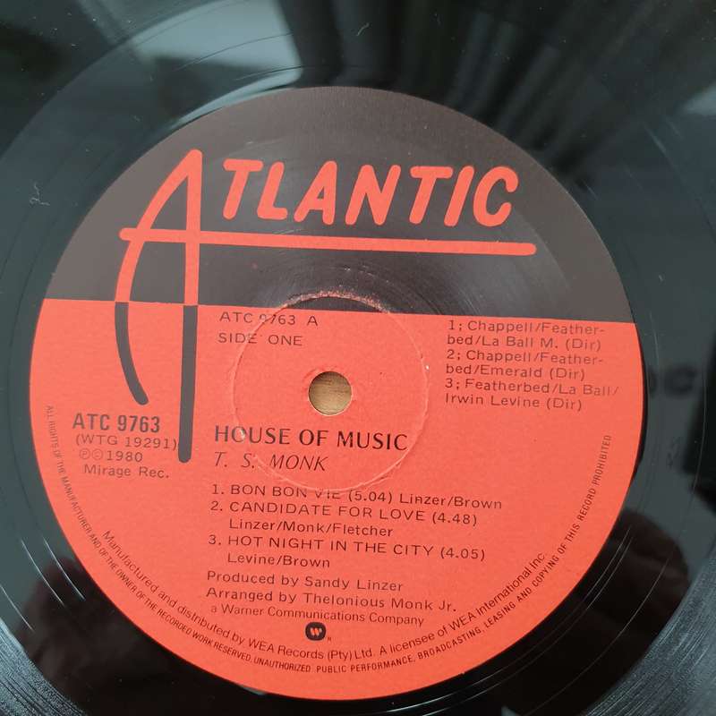 T.S. Monk  House Of Music - Vinyl LP Record - Very-Good+ Quality (VG+) (verygoodplus)