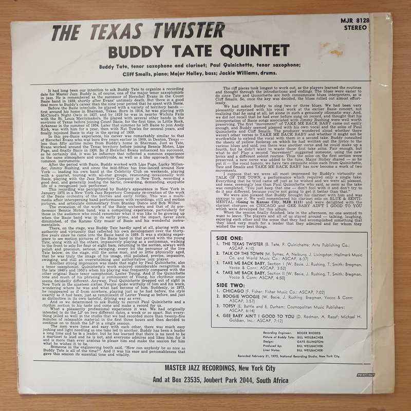 Buddy Tate  The Texas Twister - Vinyl LP Record - Very-Good+ Quality (VG+) (verygoodplus)