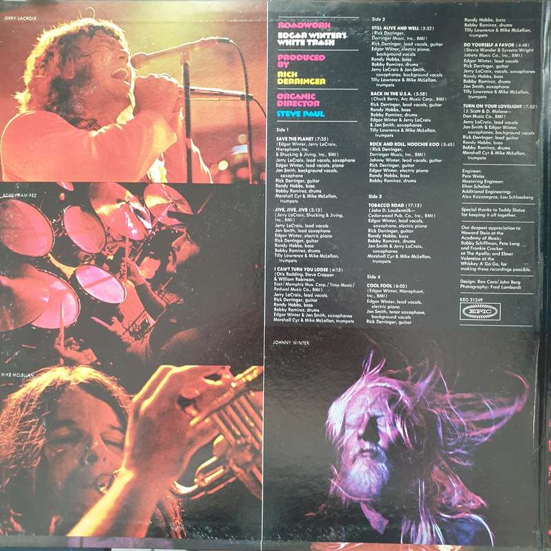 Edgar Winter's White Trash  Roadwork  Double Vinyl LP Record - Very-Good+ Quality (VG+) (ve...