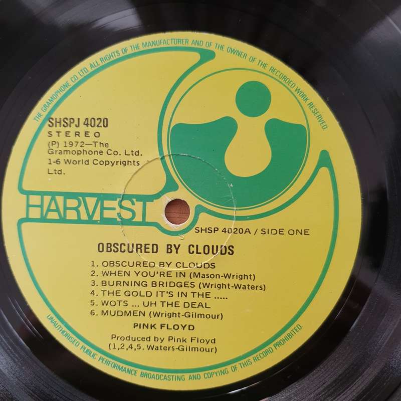 Pink Floyd  Obscured By Clouds (SA) - Vinyl LP Record - Very-Good+ Quality (VG+) (verygoodplus)