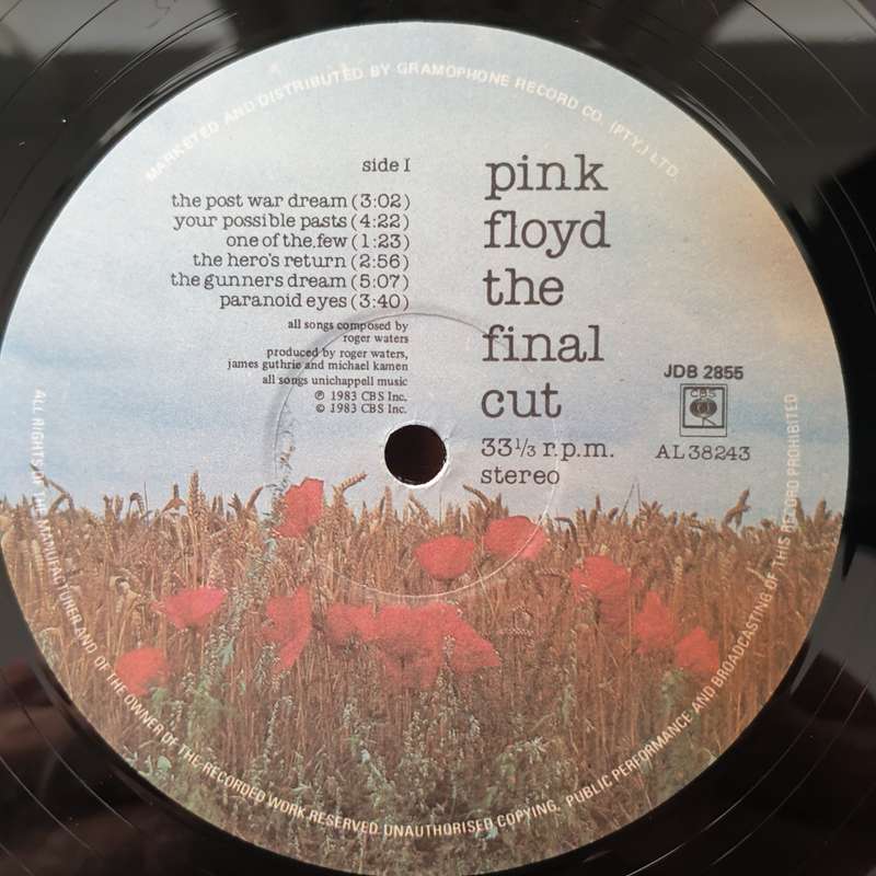 Pink Floyd  The Final Cut - Vinyl LP Record - Very-Good+ Quality (VG+) (verygoodplus)