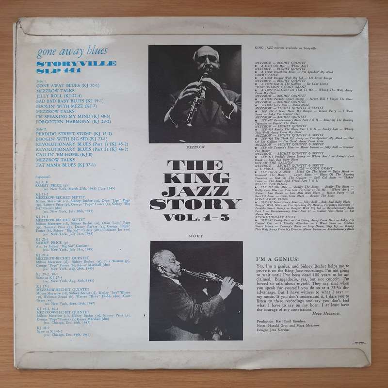 The Mezzrow-Bechet Quintet  Gone Away Blues  Vinyl LP Record - Very-Good+ Quality (VG+) (ve...