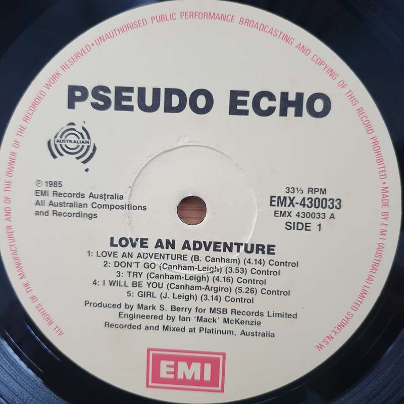 Pseudo Echo  Love An Adventure (with original Lyrics)  Vinyl LP Record - Very-Good+ Quality...