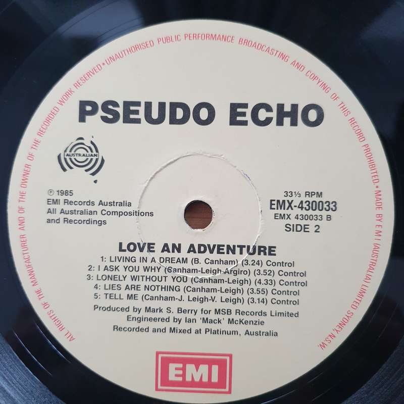 Pseudo Echo  Love An Adventure (with original Lyrics)  Vinyl LP Record - Very-Good+ Quality...