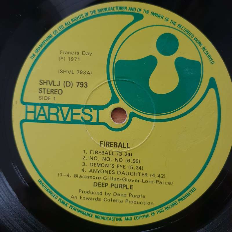 Deep Purple  Fireball  - Vinyl LP Record - Very-Good+ Quality (VG+)
