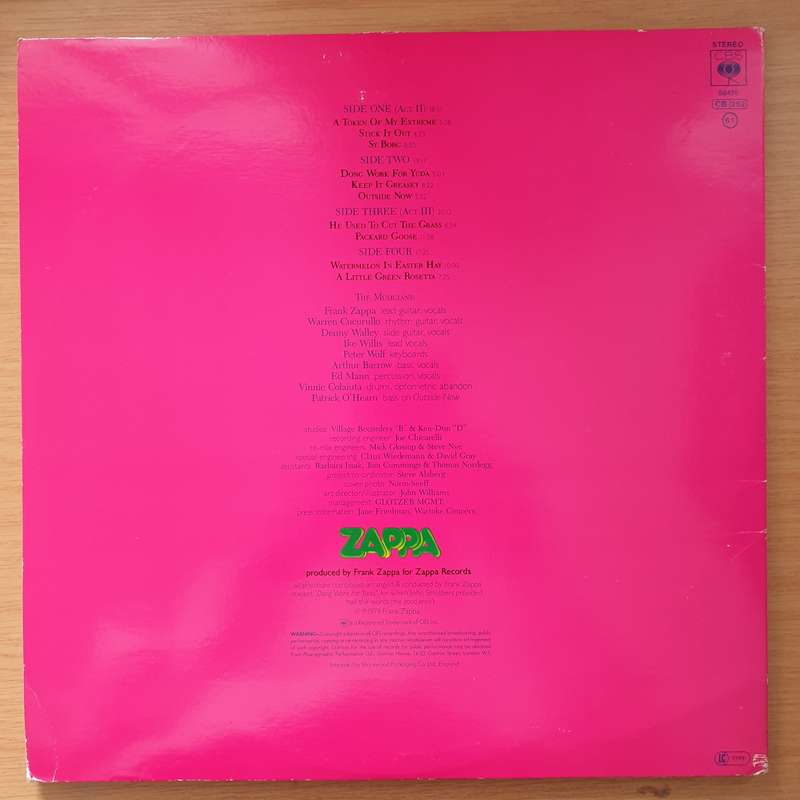 Frank Zappa  Joe's Garage Acts II & III (with Lyrics)  Vinyl LP Record - Very-Good+ Quality...