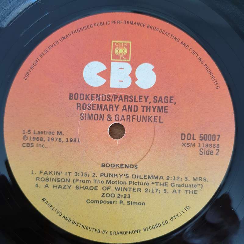Simon & Garfunkel  Bookends Plus Parsley, Sage, Rosemary And Thyme - Double Vinyl LP Record - ...