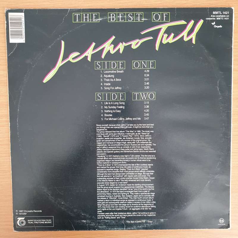 Jethro Tull - The Best of Jethro Tull   Vinyl LP Record - Very-Good+ Quality (VG+)