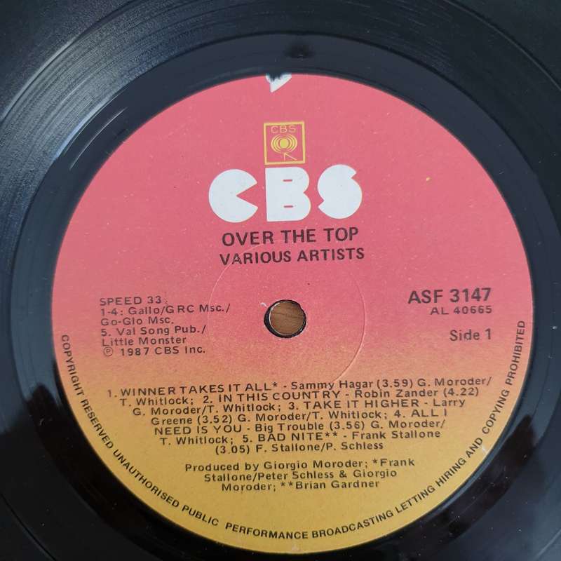 Over The Top - Original Motion Picture Soundtrack   Vinyl LP Record - Very-Good+ Quality (VG+)