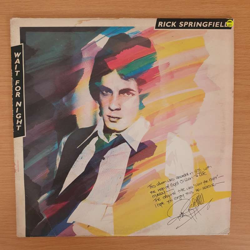Rick Springfield  Wait For Night   Vinyl LP Record - Very-Good+ Quality (VG+)