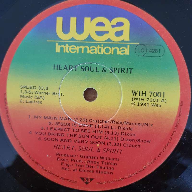 Heart, Soul And Spirit  Heart, Soul And Spirit  Vinyl LP Record - Very-Good+ Quality (VG...