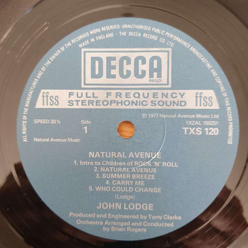 John Lodge  Natural Avenue (UK) - Vinyl LP Record - Very-Good+ Quality (VG+)