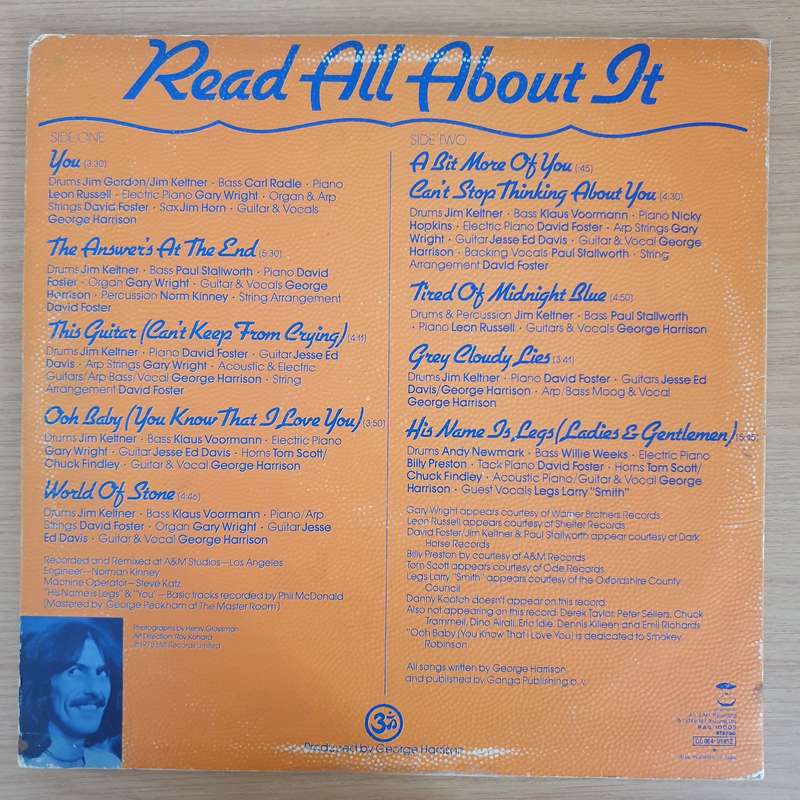 George Harrison  Extra Texture (Read All About It) - Vinyl LP Record - Very-Good+ Quality (VG+)