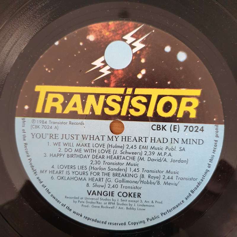 Vangie Coker  You're Just What My Heart Had In Mind - Vinyl LP Record - Very-Good+ Quality ...