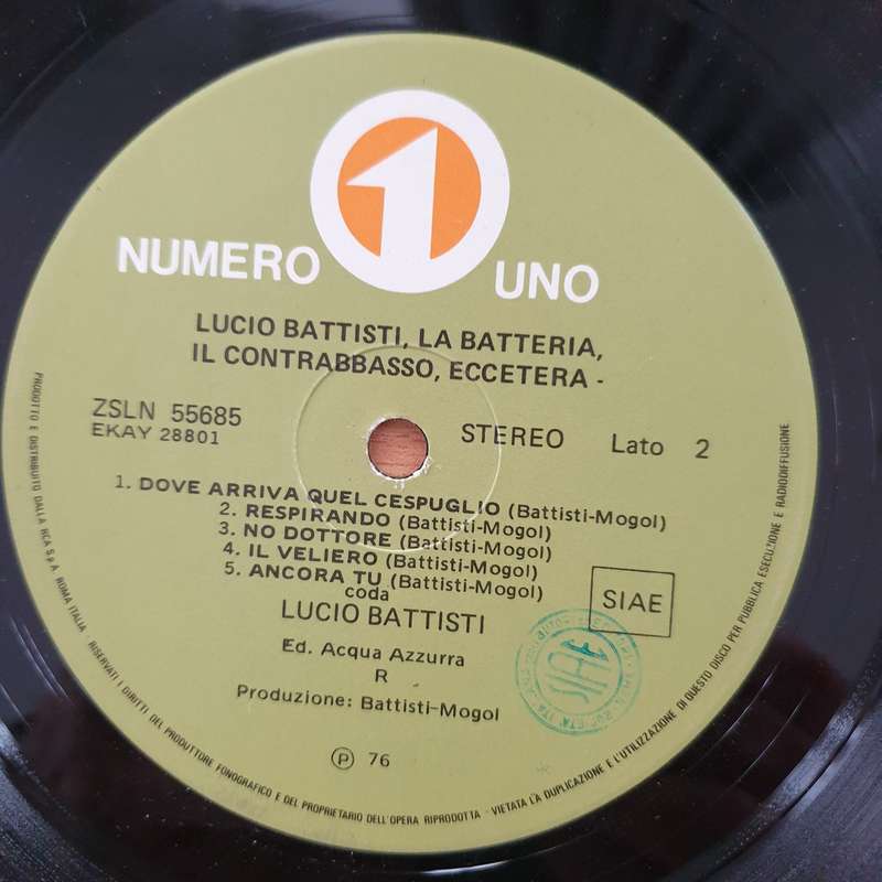 Lucio Battisti  Lucio Battisti, La Batteria, Il Contrabbasso, Eccetera - Vinyl LP Record - Ver...