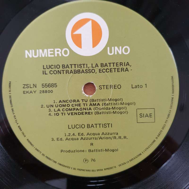 Lucio Battisti  Lucio Battisti, La Batteria, Il Contrabbasso, Eccetera - Vinyl LP Record - Ver...