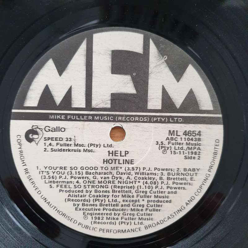 Hotline   Help - Vinyl LP Record - Very-Good- Quality (VG-) (verygoodminus)