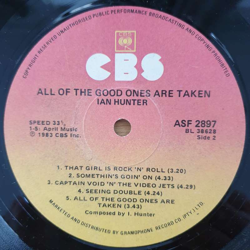 Ian Hunter  All Of The Good Ones Are Taken - Vinyl LP Record - Very-Good+ Quality (VG+)