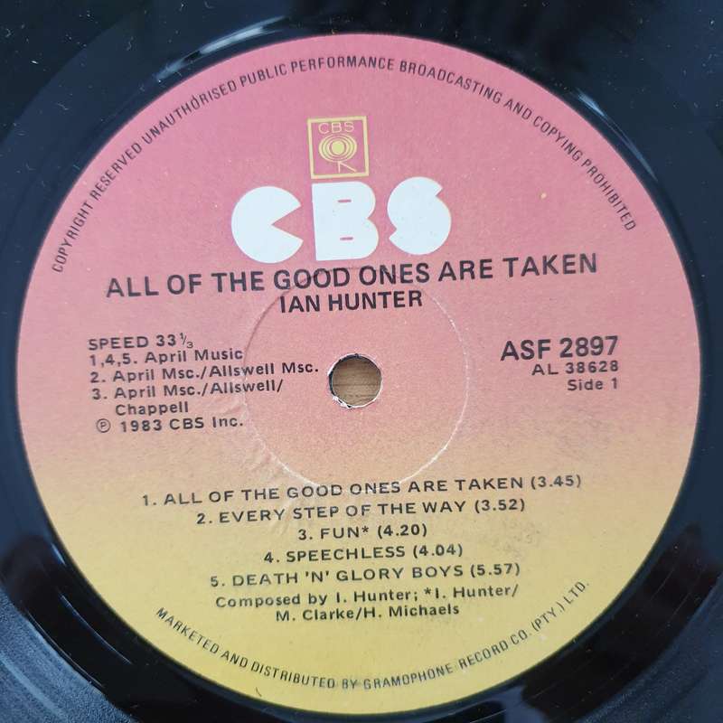 Ian Hunter  All Of The Good Ones Are Taken - Vinyl LP Record - Very-Good+ Quality (VG+)