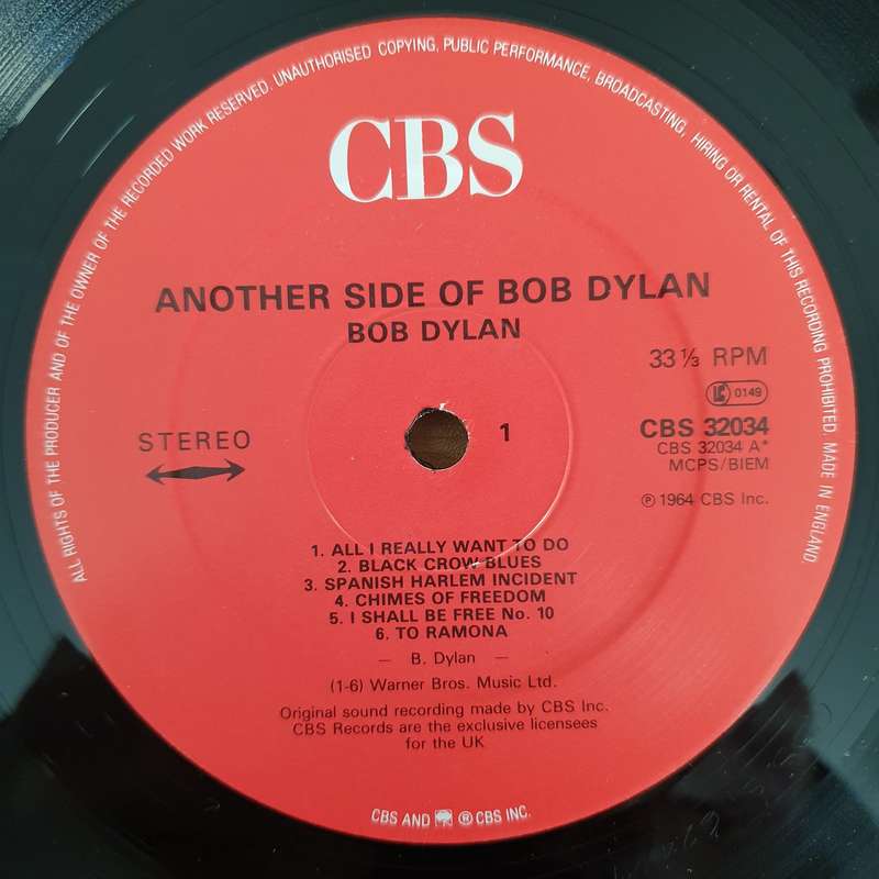 Bob Dylan  Another Side Of Bob Dylan - Vinyl LP Record - Very-Good+ Quality (VG+)
