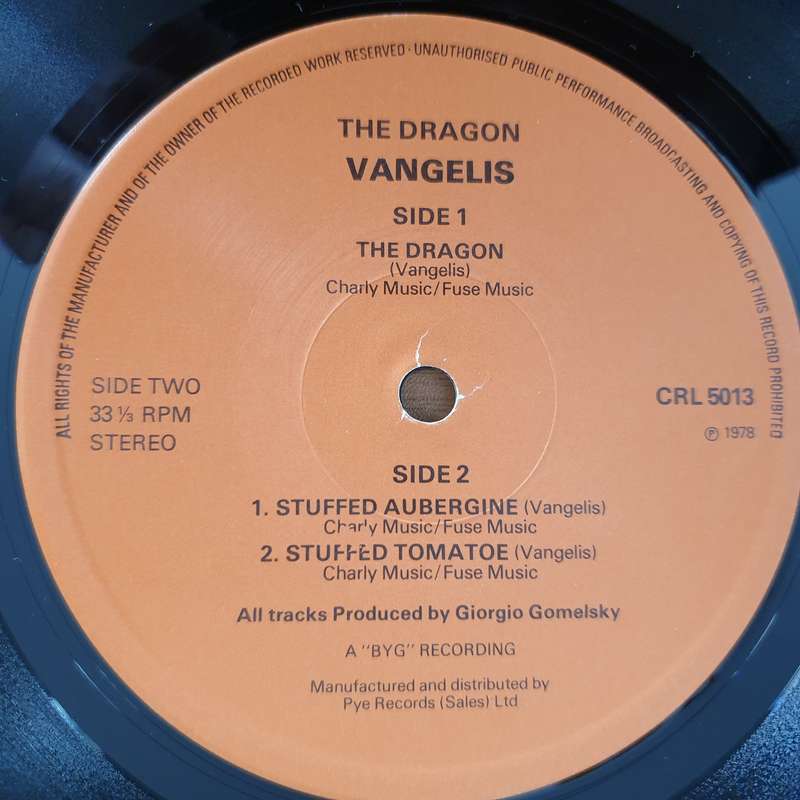 Vangelis  The Dragon - Vinyl LP Record - Very-Good+ Quality (VG+)