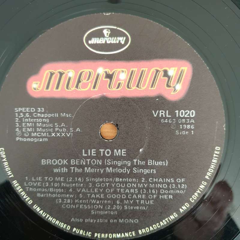 Brook Benton  Lie To Me - Brook Benton Singing The Blues - Vinyl LP Record - Good+ Quality ...