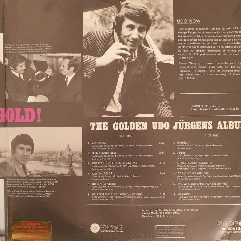 Udo Jürgens  The Golden Udo Jürgens Album - Vinyl LP Record - Very-Good+ Quality (VG+)