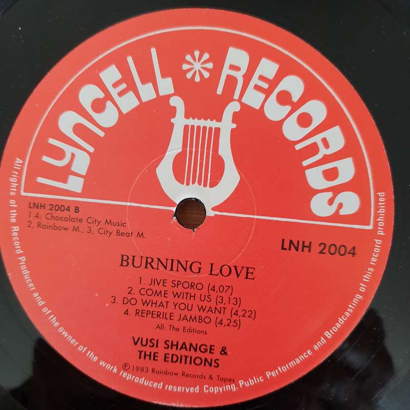 Vusi Shange and The Editions  Burning Love - Vinyl LP Record - Very-Good+ Quality (VG+)
