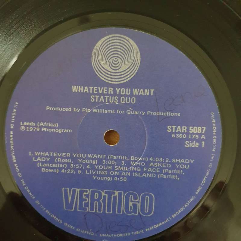 Status Quo  Whatever You Want - Vinyl LP Record - Very-Good+ Quality (VG+) (verygoodplus)