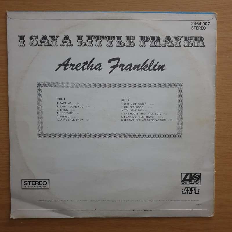 Aretha Franklin  I Say A Little Prayer - Vinyl LP Record - Very-Good+ Quality (VG+) (verygoodp...