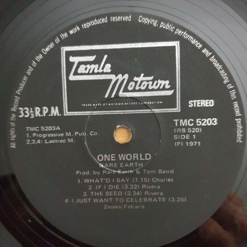 Rare Earth  One World -  Vinyl LP Record - Very-Good+ Quality (VG+) (verygoodplus)