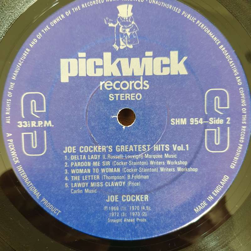 Joe Cocker  Joe Cocker's Greatest Hits Vol. 1 - Vinyl LP Record - Very-Good+ Quality (VG+) (ve...