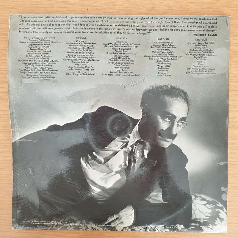Groucho Marx  An Evening With Groucho- Vinyl LP Record - Very-Good+ Quality (VG+) (verygoodplus)