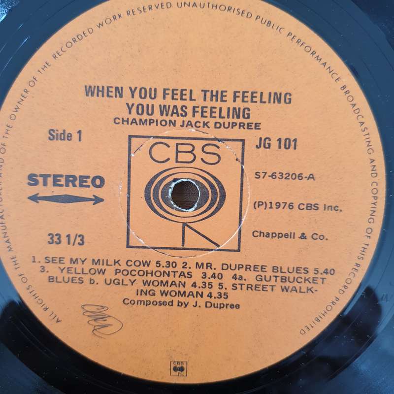 Champion Jack Dupree  When You Feel The Feeling You Was Feeling - Vinyl LP Record - Very-Good+...
