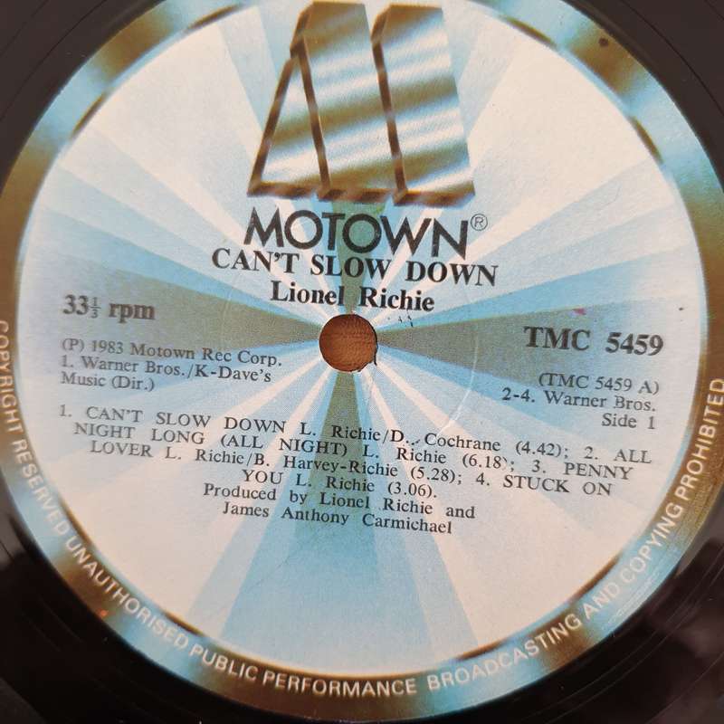 Lionel Richie  Can't Slow Down - Vinyl LP Record - Very-Good+ Quality (VG+) (verygoodplus)