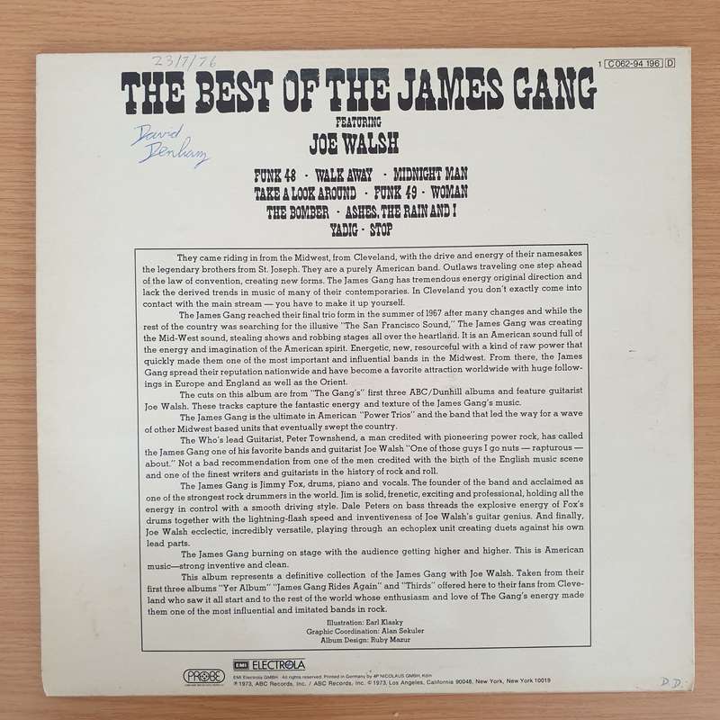James Gang Featuring Joe Walsh  Best Of James Gang - Vinyl LP Record - Very-Good+ Quality (VG+...