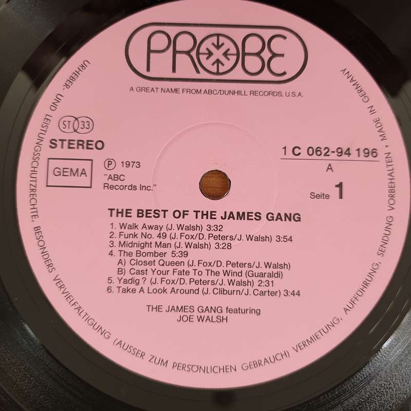 James Gang Featuring Joe Walsh  Best Of James Gang - Vinyl LP Record - Very-Good+ Quality (VG+...