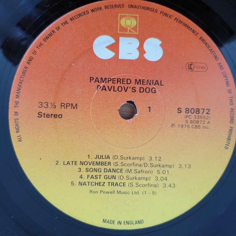 Pavlov's Dog  Pampered Menial (UK) - Vinyl LP Record - Very-Good+ Quality (VG+) (verygoodplus)