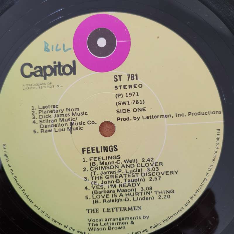 The Lettermen  Feelings - Vinyl LP Record - Very-Good+ Quality (VG+) (verygoodplus)
