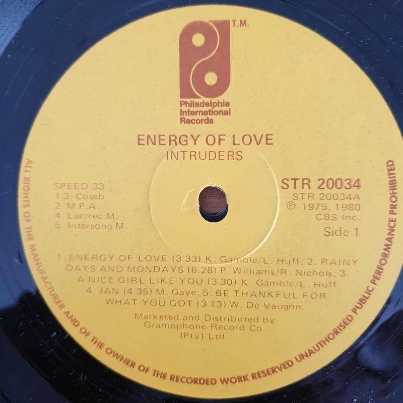 Intruders  Energy Of Love - Vinyl LP Record - Very-Good+ Quality (VG+) (verygoodplus)