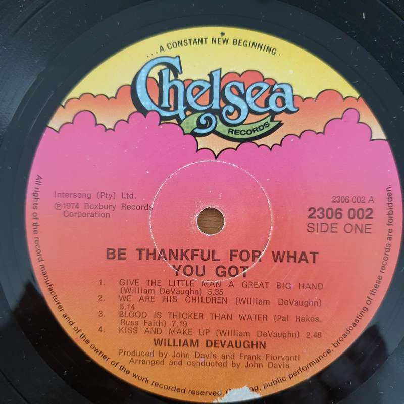 William DeVaughn  Be Thankful For What You Got  - Vinyl LP Record - Very-Good+ Quality (VG+) (...