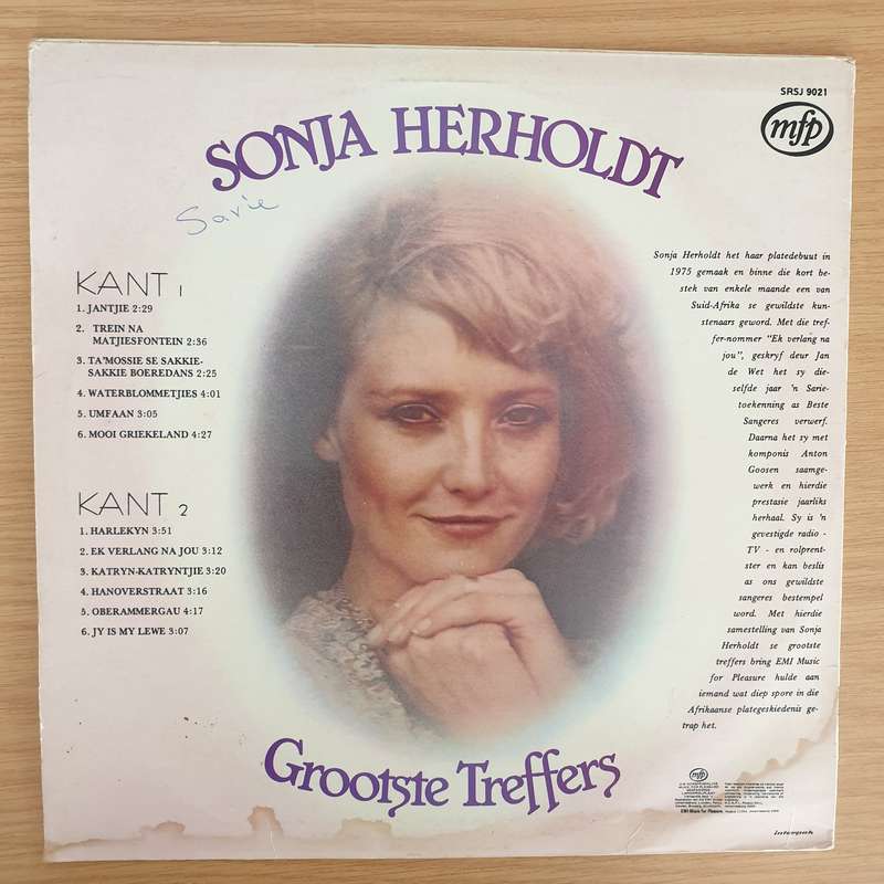 Sonja Herholdt  Grootste Treffers - Vinyl LP Record - Very-Good- Quality (VG-) (minus)