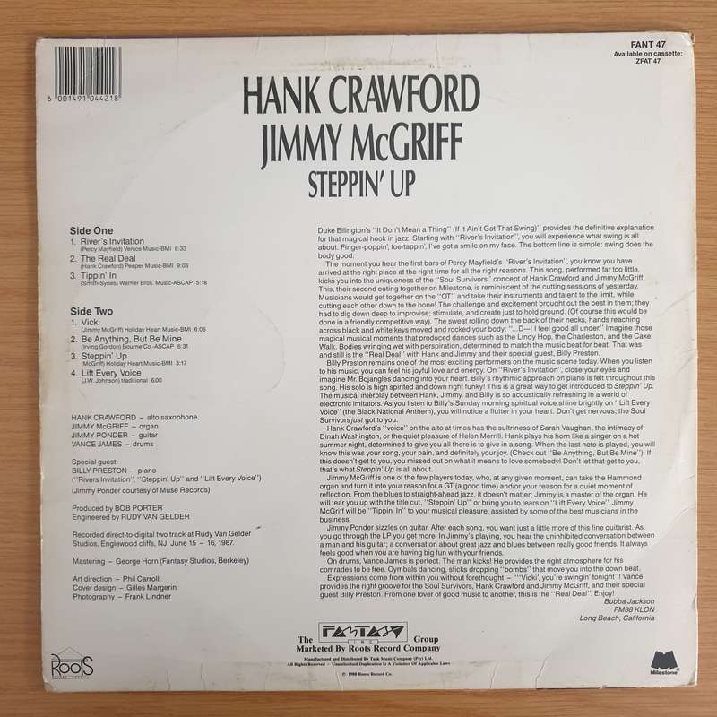 Hank Crawford / Jimmy McGriff  Steppin' Up - Vinyl LP Record - Very-Good Quality (VG)  (verry)