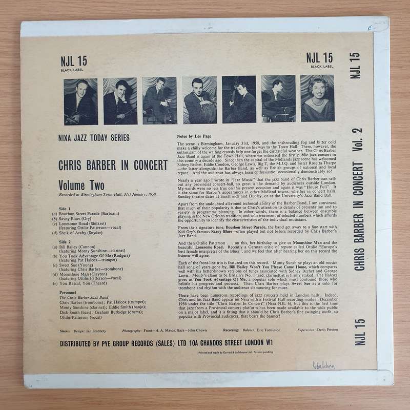 Chris Barber  In Concert Volume Two - Vinyl LP Record - Very-Good+ Quality (VG+) (verygoodplus)
