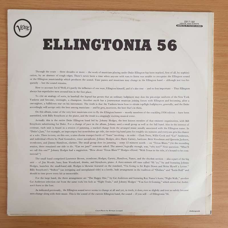 Ellingtonia '56 - Johnny Hodges  Ellingtonia '56 - Vinyl LP Record - Very-Good+ Quality (VG+) ...