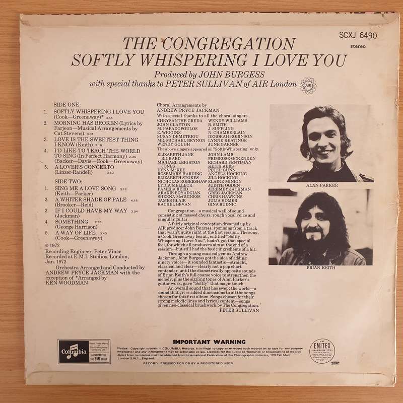 The Congregation  Softly Whispering I Love You - Vinyl LP Record  (VG)