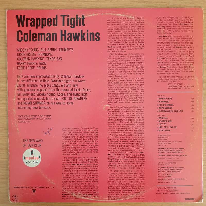 Coleman Hawkins  Wrapped Tight - Vinyl LP Record - Very-Good+ Quality (VG+) (verygoodplus) (D)